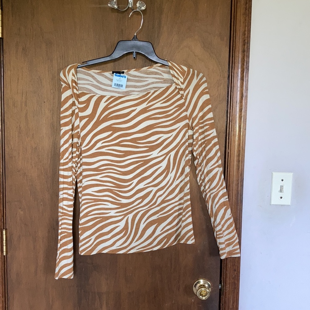 Ann Taylor zebra like print animal print lightweight top casual office M - Picture 10 of 17
